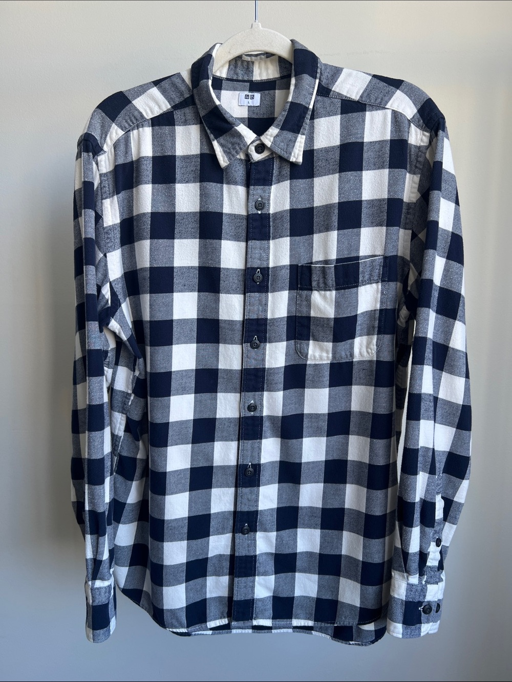 Uniqlo Navy and White Check Flannel Shirt